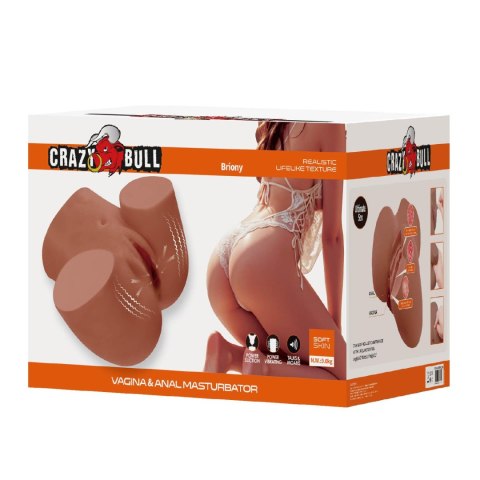 Crazy Bull Briony Realistic Vagina & Anal Masturbator with Vibrations - Brown