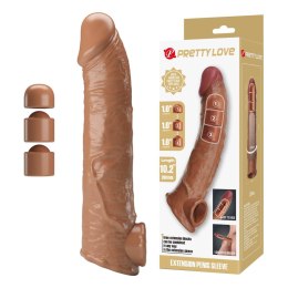Pretty Love Extension Penis Sleeve with Modular Length Blocks - Dark Brown - 26 cm