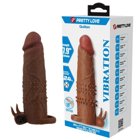 Pretty Love Quillon - 20 cm Vibrating Penis Sleeve Brown