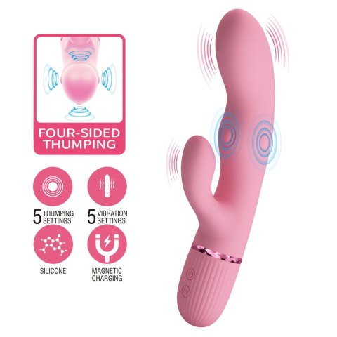 Pretty Love Zach Four-Sided Thumping Rabbit Vibrator - Pink