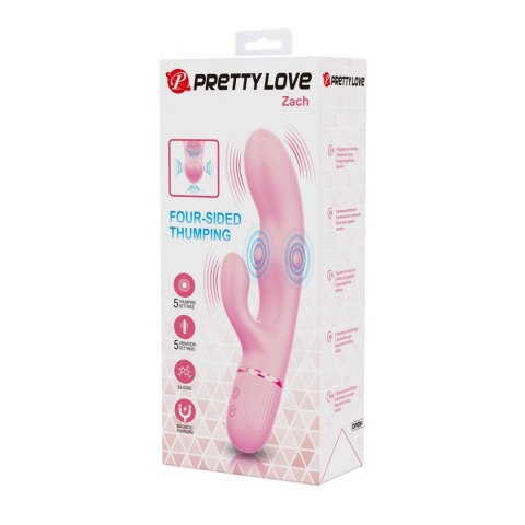 Pretty Love Zach Four-Sided Thumping Rabbit Vibrator - Pink