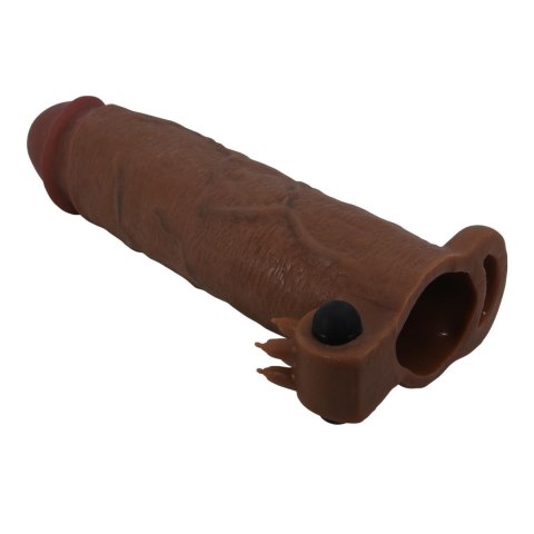 Pretty Love Xerxes - 22 cm Vibrating Penis Sleeve, Dark Brown