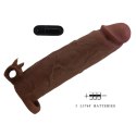 Pretty Love Xerxes - 22 cm Vibrating Penis Sleeve, Dark Brown