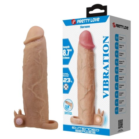Pretty Love Xerxes - Penis Sleeve with Vibrating Ring, Flesh Color, 22 cm