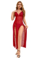 Long, sexy red nightgown + thong