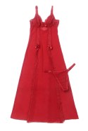 Long, sexy red nightgown + thong