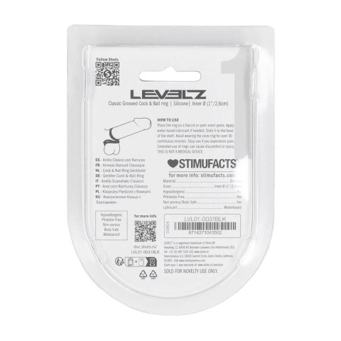 Classic Grooved Silicone Cock and Ball Ring - Black