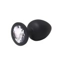 Black small butt plug with white crystal