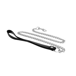 Metal and leather chain leash