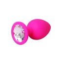 Pink small butt plug with white crystal