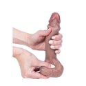 Silicone dildo with foreskin and realistic testicles 22 cm