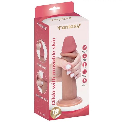 Silicone dildo with movable foreskin 18 cm