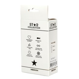 Star Collection - Black Silicone Anal Plug M - Pink Stone