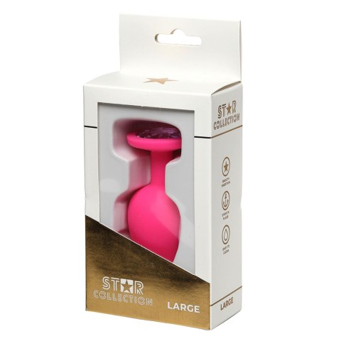 Star Collection - Pink Silicone Anal Plug L - Light Pink Stone