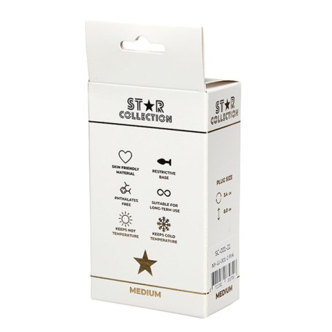 Star Collection - Pink Silicone Anal Plug M - Clear Stone