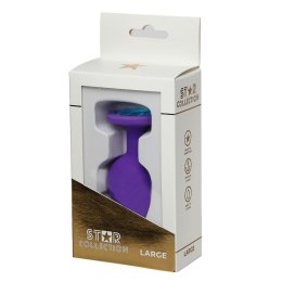 Star Collection - Purple Silicone Anal Plug L - Light Blue Stone