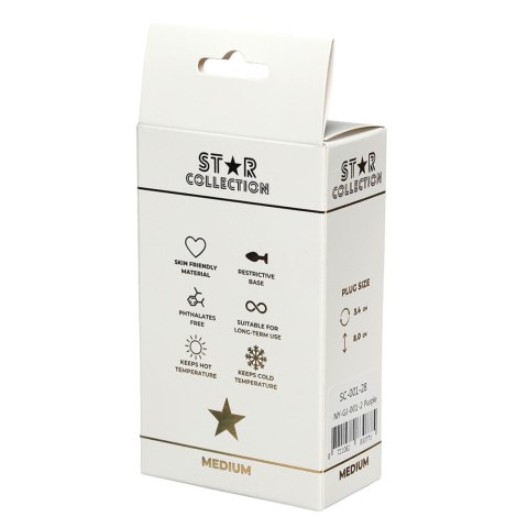 Star Collection - Purple Silicone Anal Plug M - Light Blue Stone