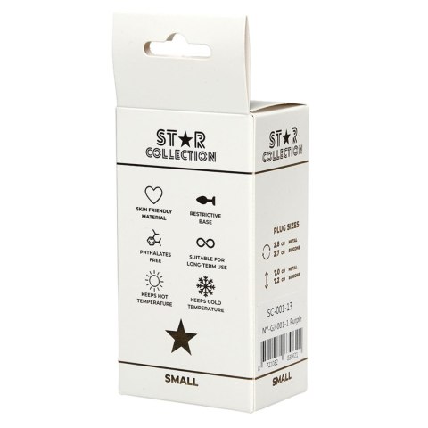 Star Collection - Purple Silicone Anal Plug S - Light Blue Stone