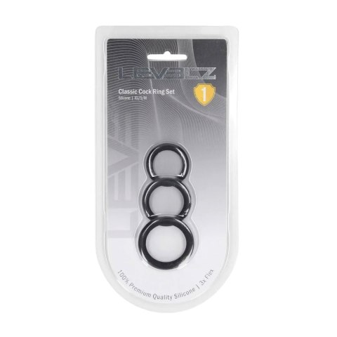 Classic Silicone Cockring Set of 3 - XS/S/M - Black
