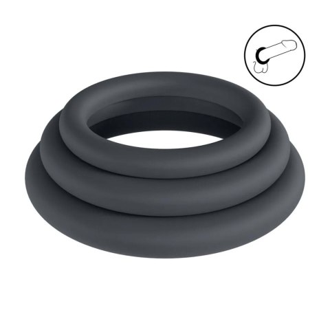Classic Silicone Cockring Set of 3 - XS/S/M - Black