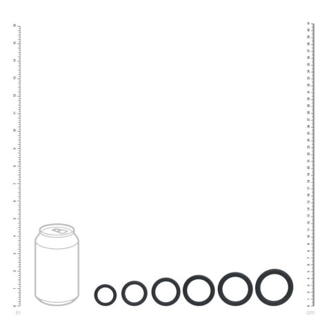 Classic Silicone Cockring Set of 6 - Black