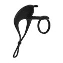 Adjustable Bunny Vibrating Silicone Lasso Cockring and Shaft Loop - Black