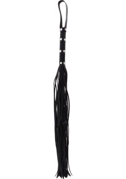 Long Studded Flogger Whip Black