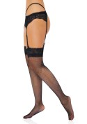 Net Stockings with Lace Top Black