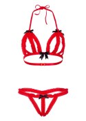 Peek-a-boo Ruffle Bra & Panty Red