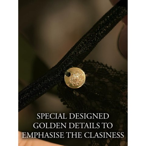 Aime - Brief with Open Crotch and Buttock, Adjustable Slider and Golden Details - Plus Size