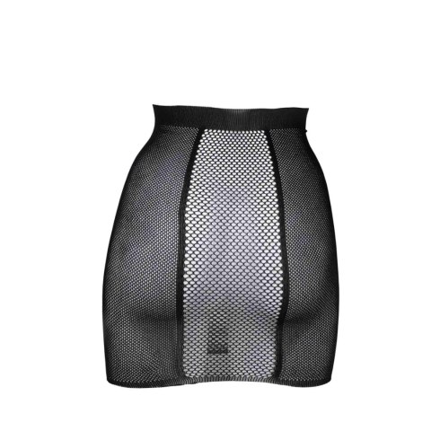 High-Waist Fishnet Skirt - One Size - Black