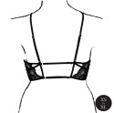 Open Cup Triangle Bra with Lace and Adjustable Sliders - One Size - Black