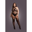 Two Piece with Halter Turtleneck and Pantie with Attached Stockings - OSX - Black