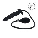 Beaded Inflatable Silicone Anal Plug - Black