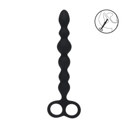 Beaded Silicone Anal Probe with Double Loop - Black