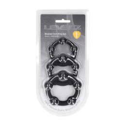 Beaded Silicone Cockring Set of 3 - S/M/L - Black