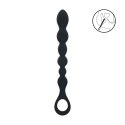 Beaded Snake Silicone Anal Probe with Loop - Black
