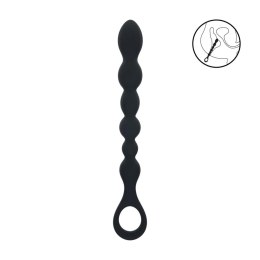 Beaded Snake Silicone Anal Probe with Loop - Black