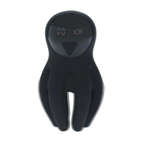 Digital Vibrating Silicone Penis Head Stimulator with Tentacles - Black