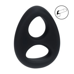 Double Liquid Silicone Cock and Ball Ring - Black