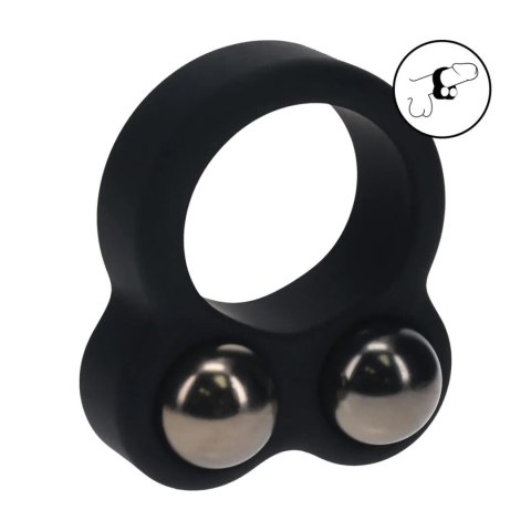 Liquid Silicone Double Weighted Ball Cockring - Black