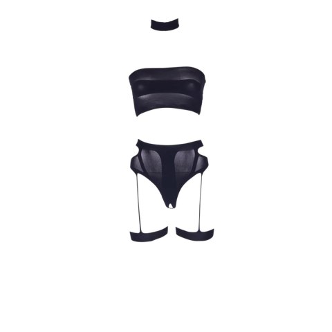 Ananke XII - Three Piece with Choker, Bandeau Top and Pantie with Garters - Plus Size