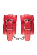 Anonymo handcuffs, PU leather, red, 27 cm