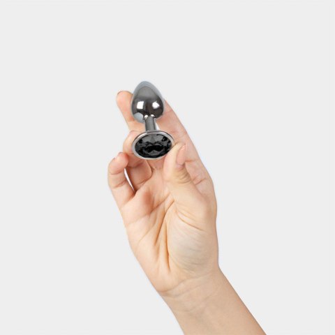 BLACK JEWELLED METAL BUTT PLUG S