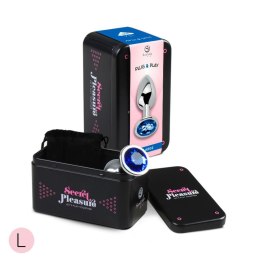 BLUE JEWELLED METAL BUTT PLUG L