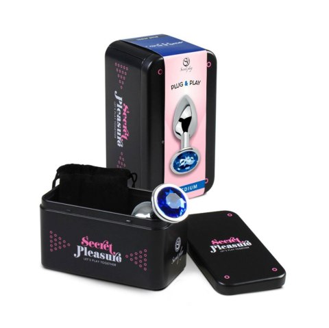 BLUE JEWELLED METAL BUTT PLUG M