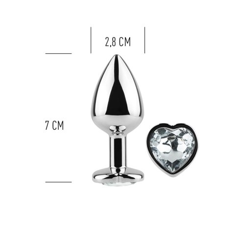 CLEAR CRYSTAL HEART METAL BUTT PLUG S