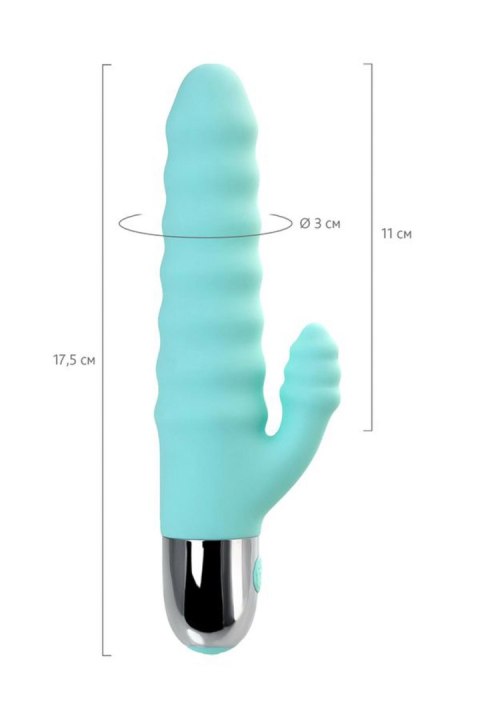Relief vibrator with clitoral stimulation Flovetta Flax, silicone, mint, 17.5 cm