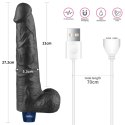 10.5" REAL SOFTEE Rechargeable TPE Vibrating Dildo(Black)