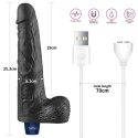 10" REAL SOFTEE Rechargeable TPE Vibrating Dildo(Black)